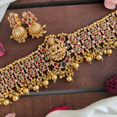 Elegant Gold Alike Lakshmi High Neck Choker-Gold Bead-G14189